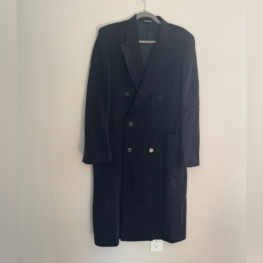 Canali black Full Length 100% Cashmere Loro Piana Overcoat Coat 50